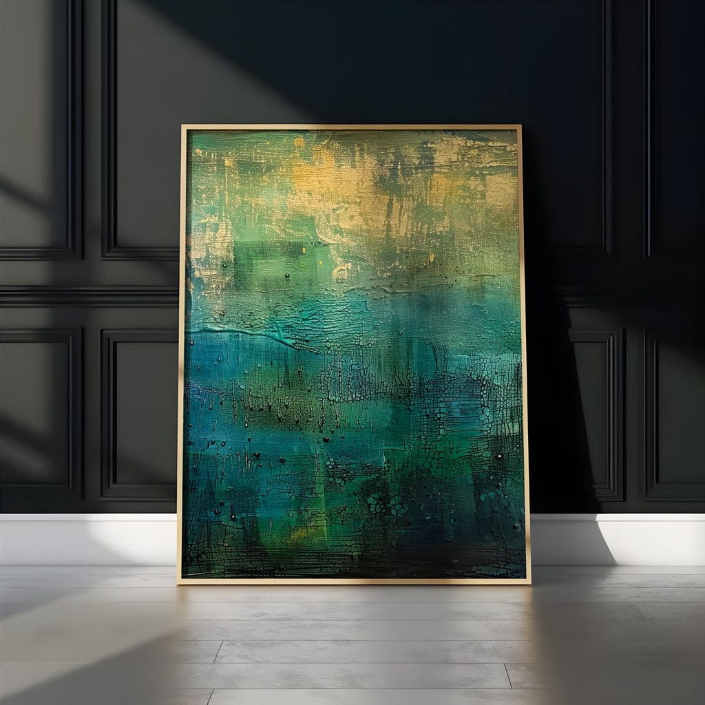 The Patina of Life: Abstract Green Peeling Paint Art | Grunge & Textured Wall Decor