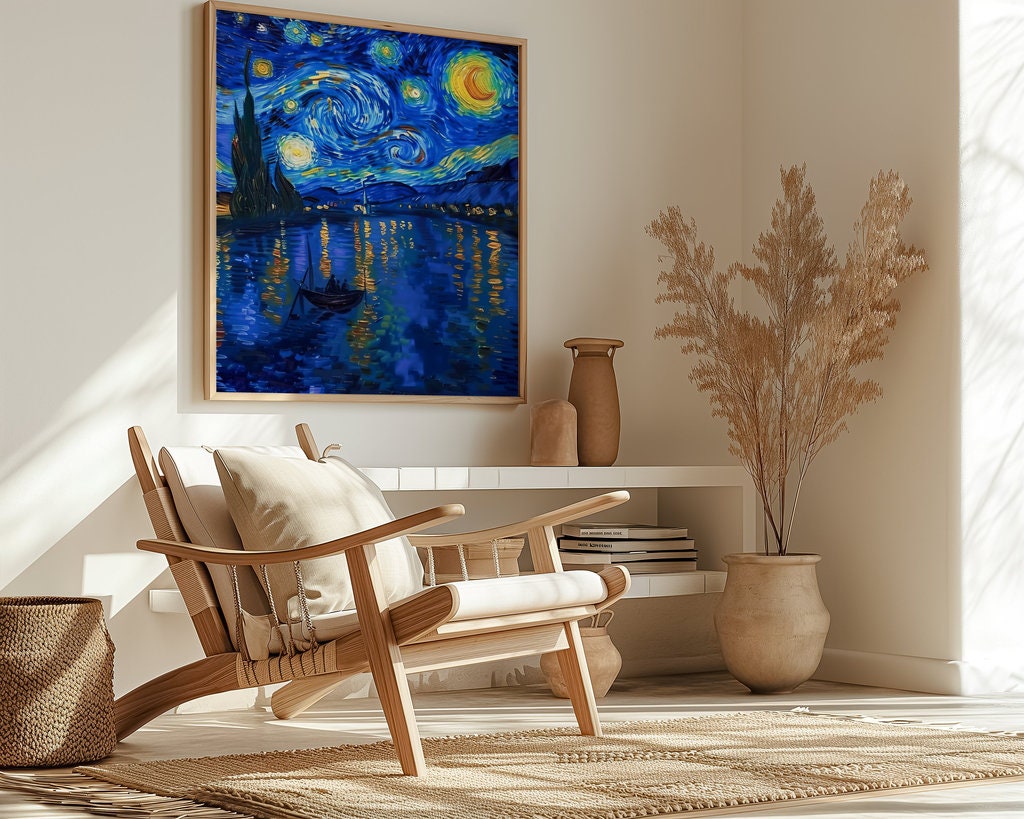 The Starry River: Van Gogh Inspired Night Sky Painting | Vibrant & Expressive Wall Art