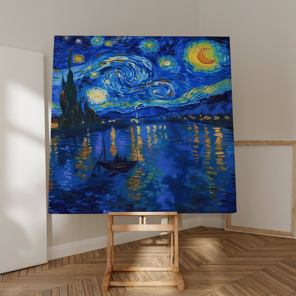 The Starry River: Van Gogh Inspired Night Sky Painting | Vibrant & Expressive Wall Art