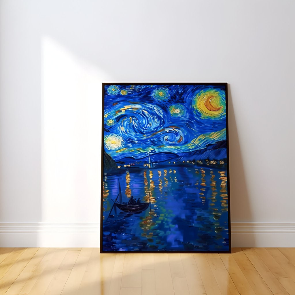 The Starry River: Van Gogh Inspired Night Sky Painting | Vibrant & Expressive Wall Art