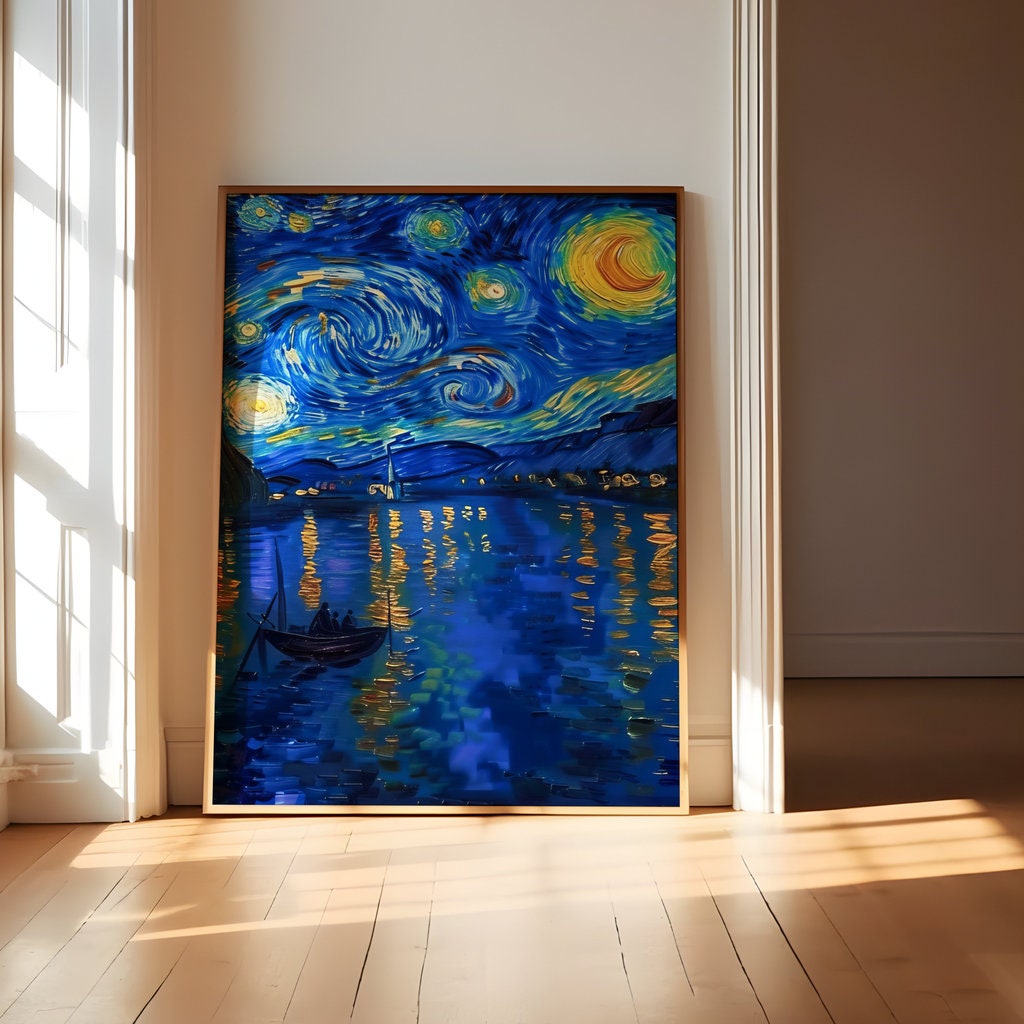 The Starry River: Van Gogh Inspired Night Sky Painting | Vibrant & Expressive Wall Art