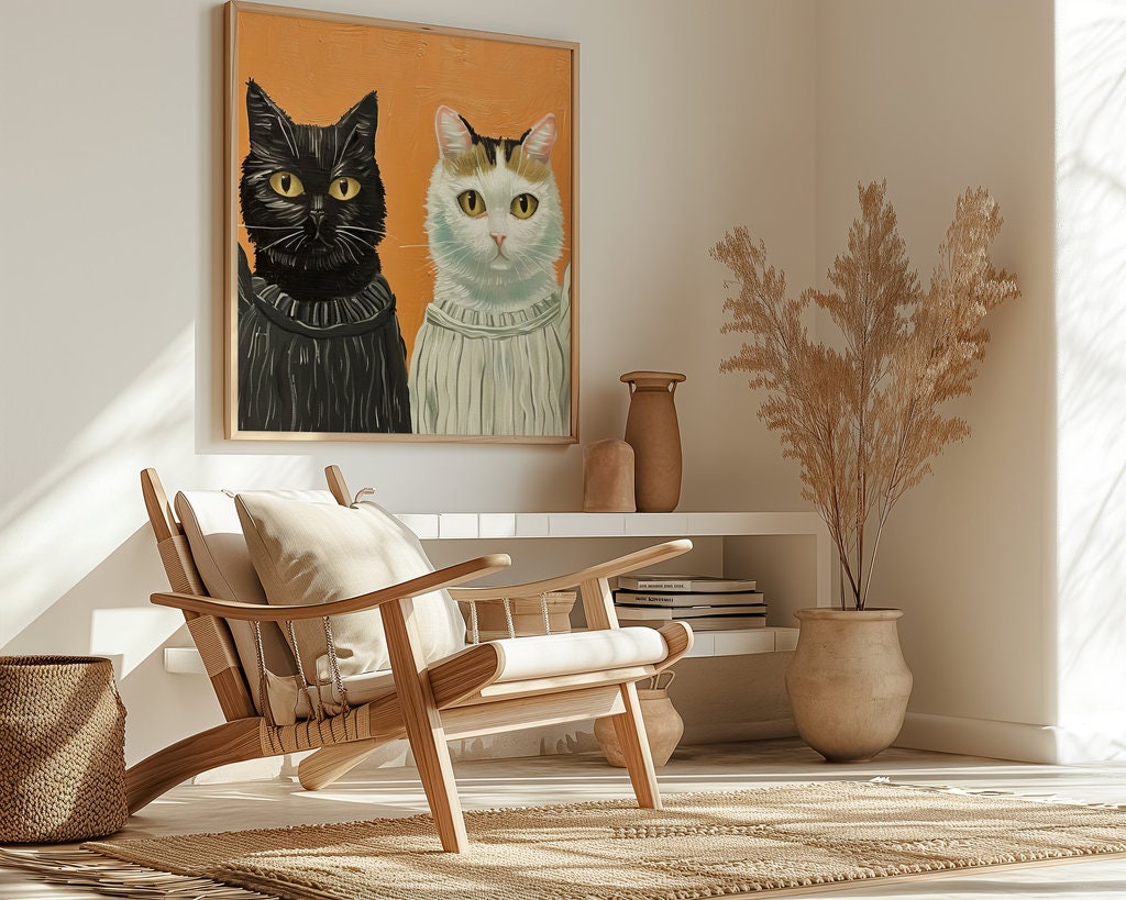 Feline Friends in Sweaters A Warm Welcome Interactive Wall Art