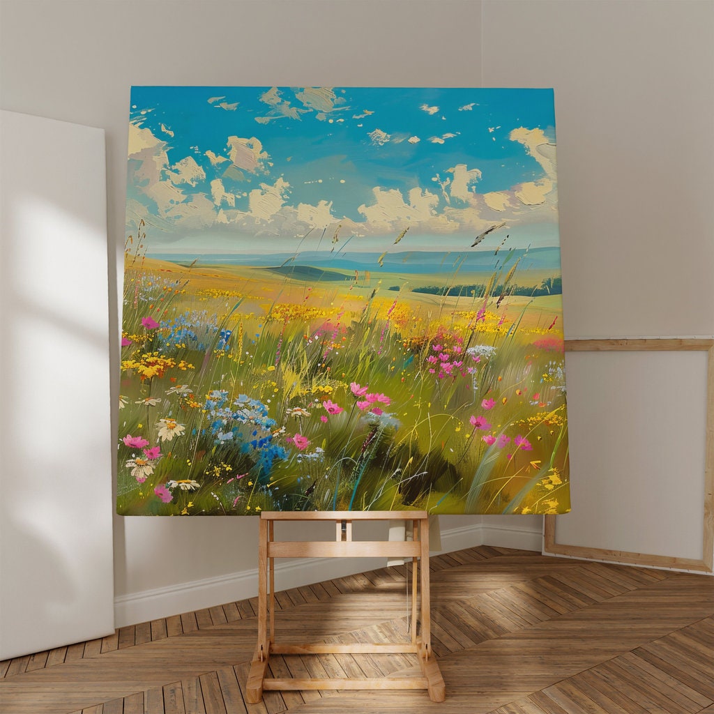 Blossoming Meadows Impressionistic Wildflower Field Interactive Wall Art