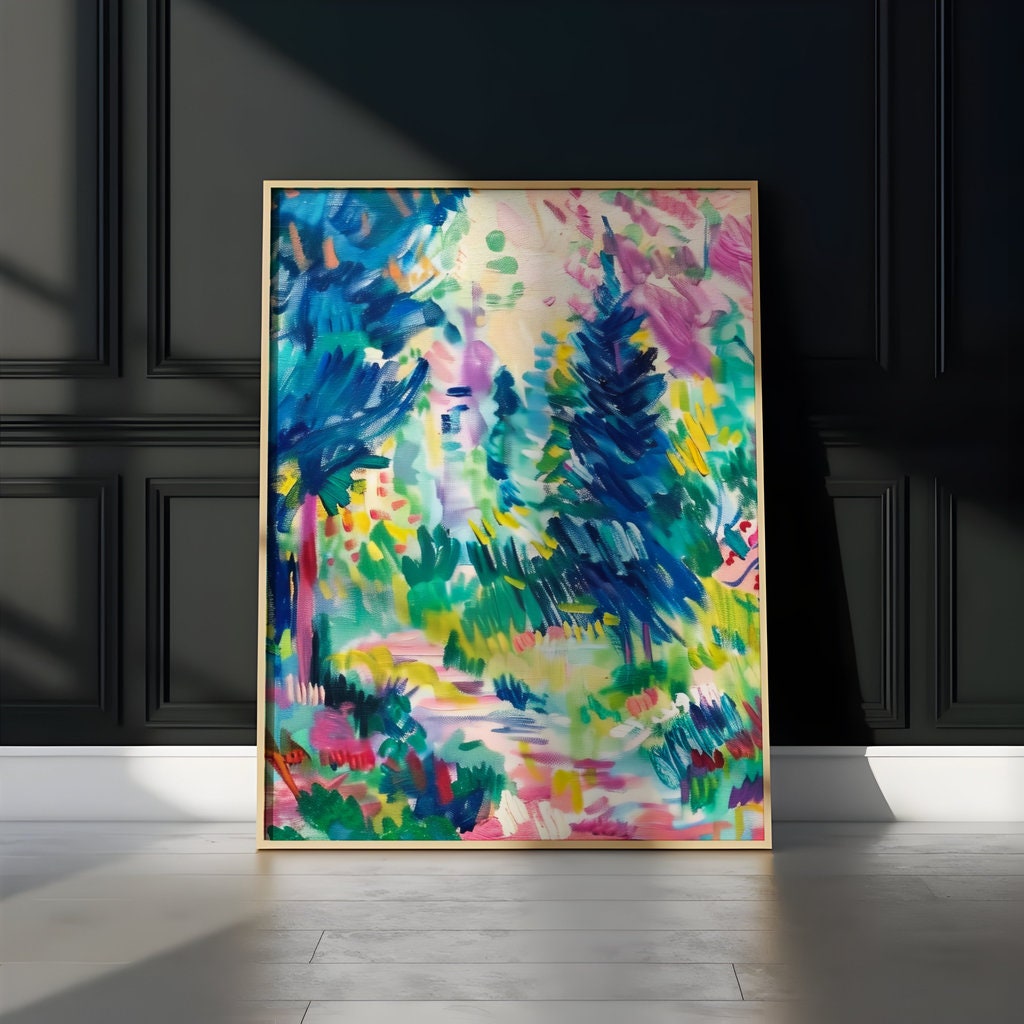 The Verdant Path: Impressionist Forest Landscape Art | Vibrant & Serene Wall Decor