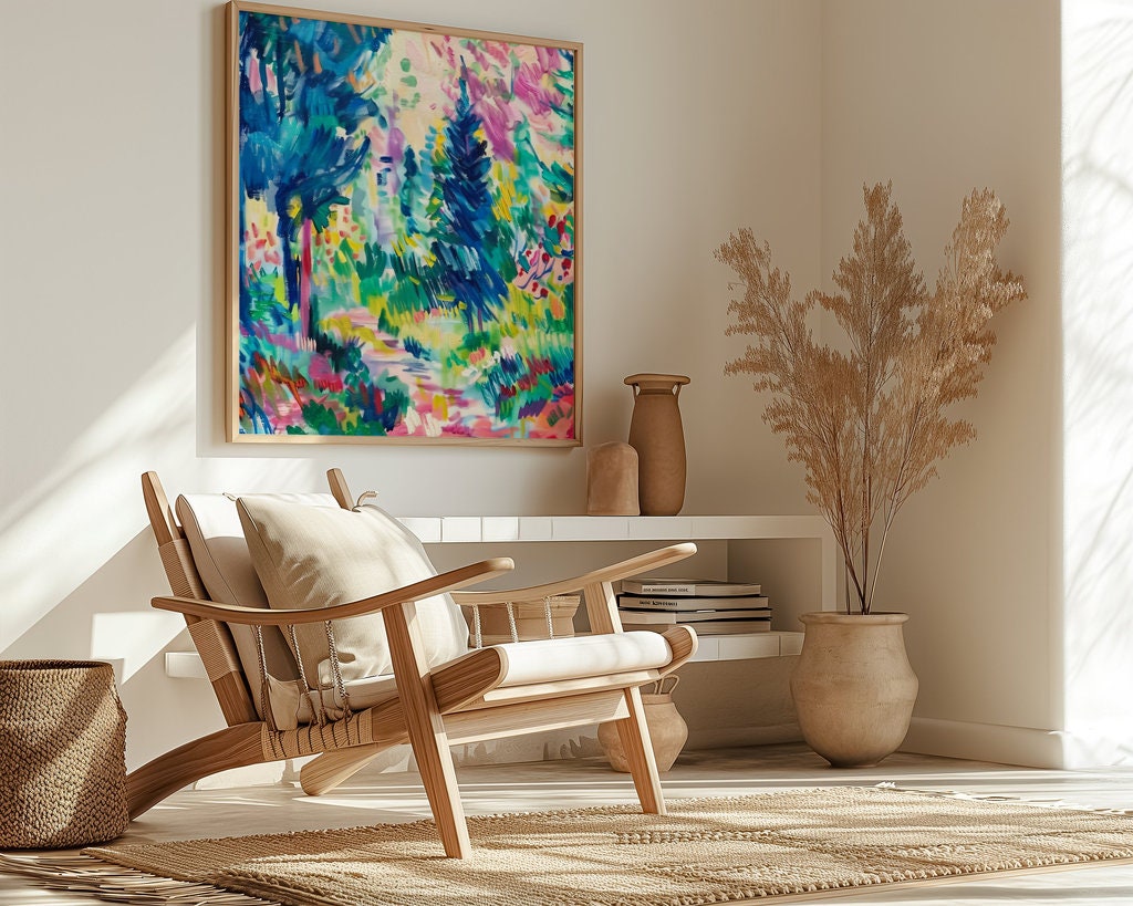 The Verdant Path: Impressionist Forest Landscape Art | Vibrant & Serene Wall Decor