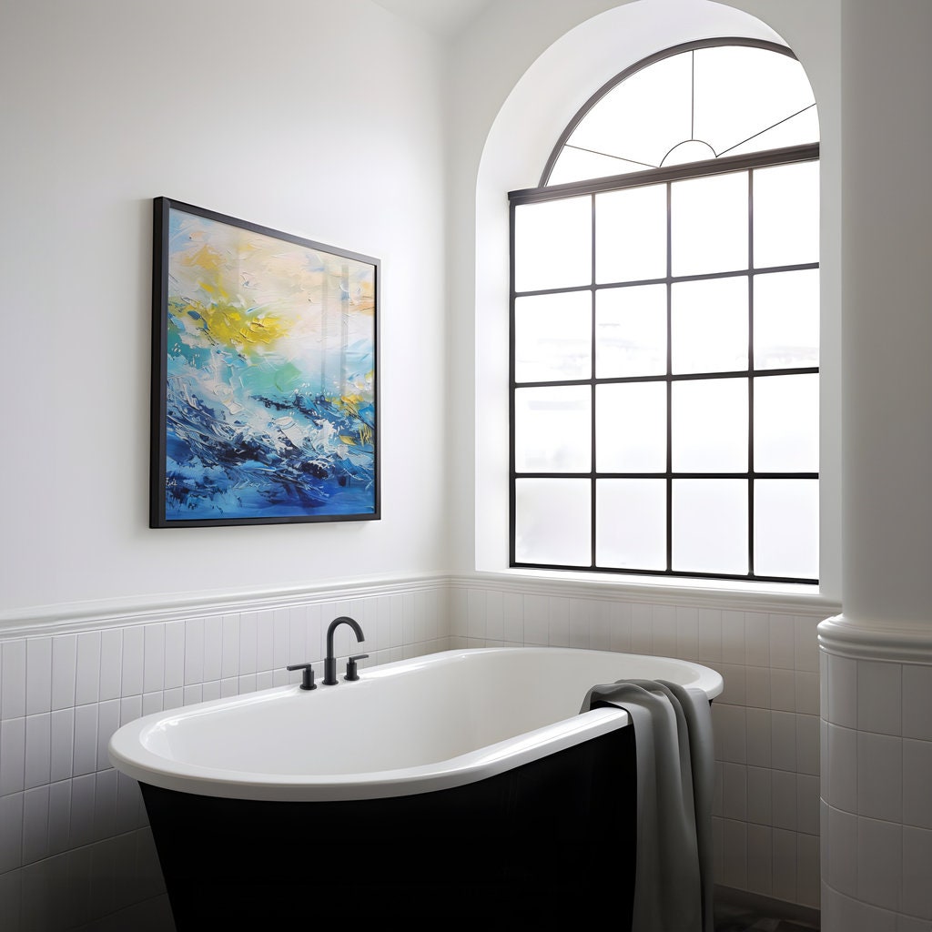 Ocean's Symphony: Impressionist Crashing Waves Art | Vibrant & Energetic Seascape Decor