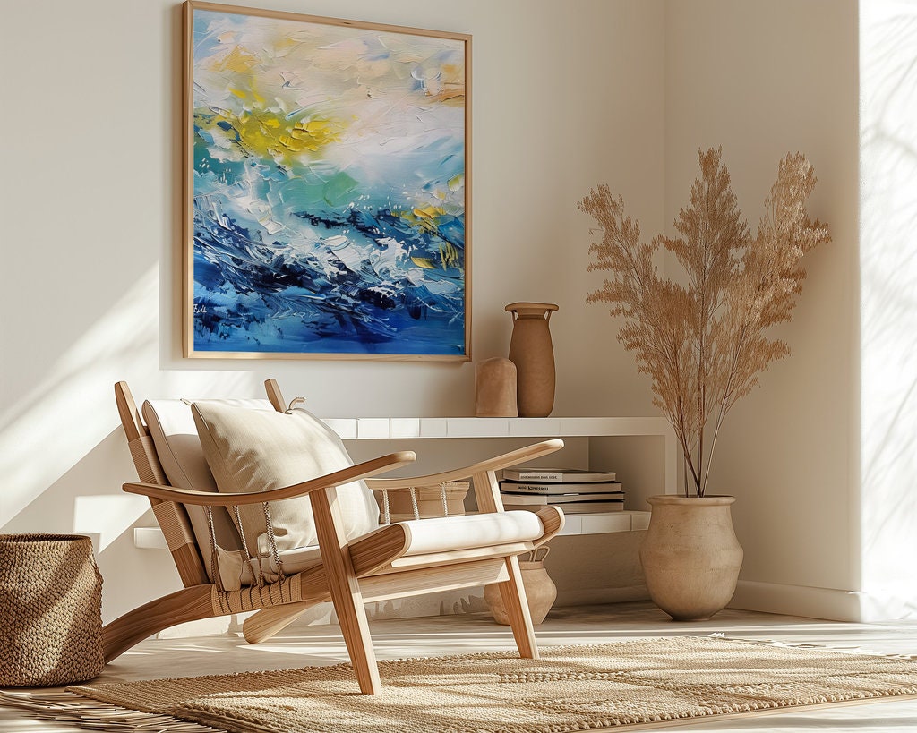 Ocean's Symphony: Impressionist Crashing Waves Art | Vibrant & Energetic Seascape Decor