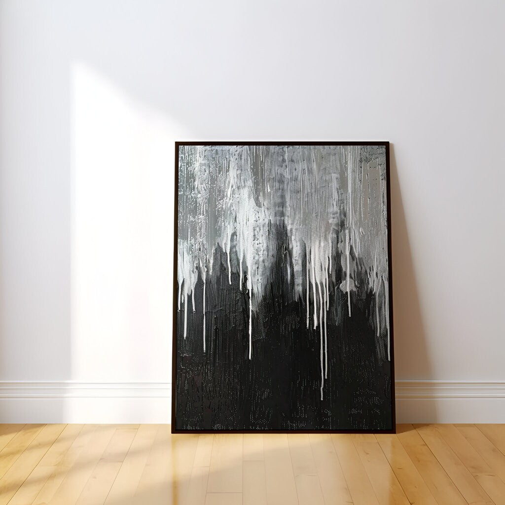 Abstract  black and white dripping Interactive Wall Art