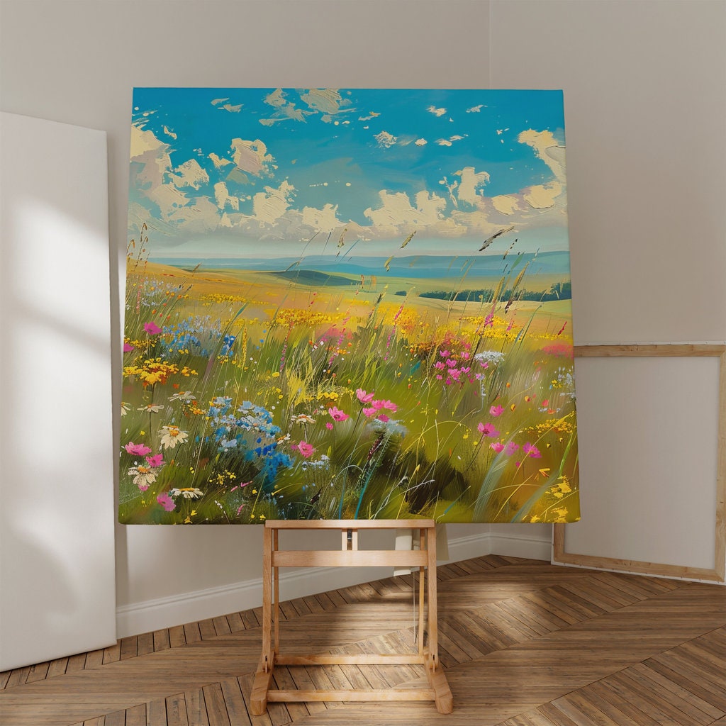 Summer's Embrace: Impressionist Wildflower Meadow | Joyful & Serene Landscape Art