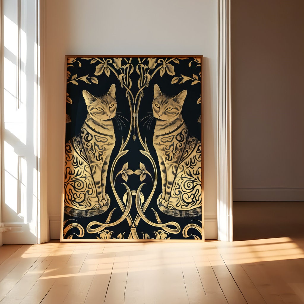 Golden Bengals Art Nouveau Elegance Interactive Wall Art