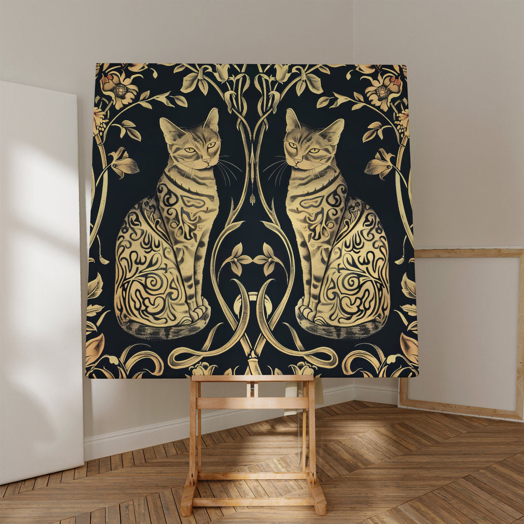 Golden Bengals Art Nouveau Elegance Interactive Wall Art