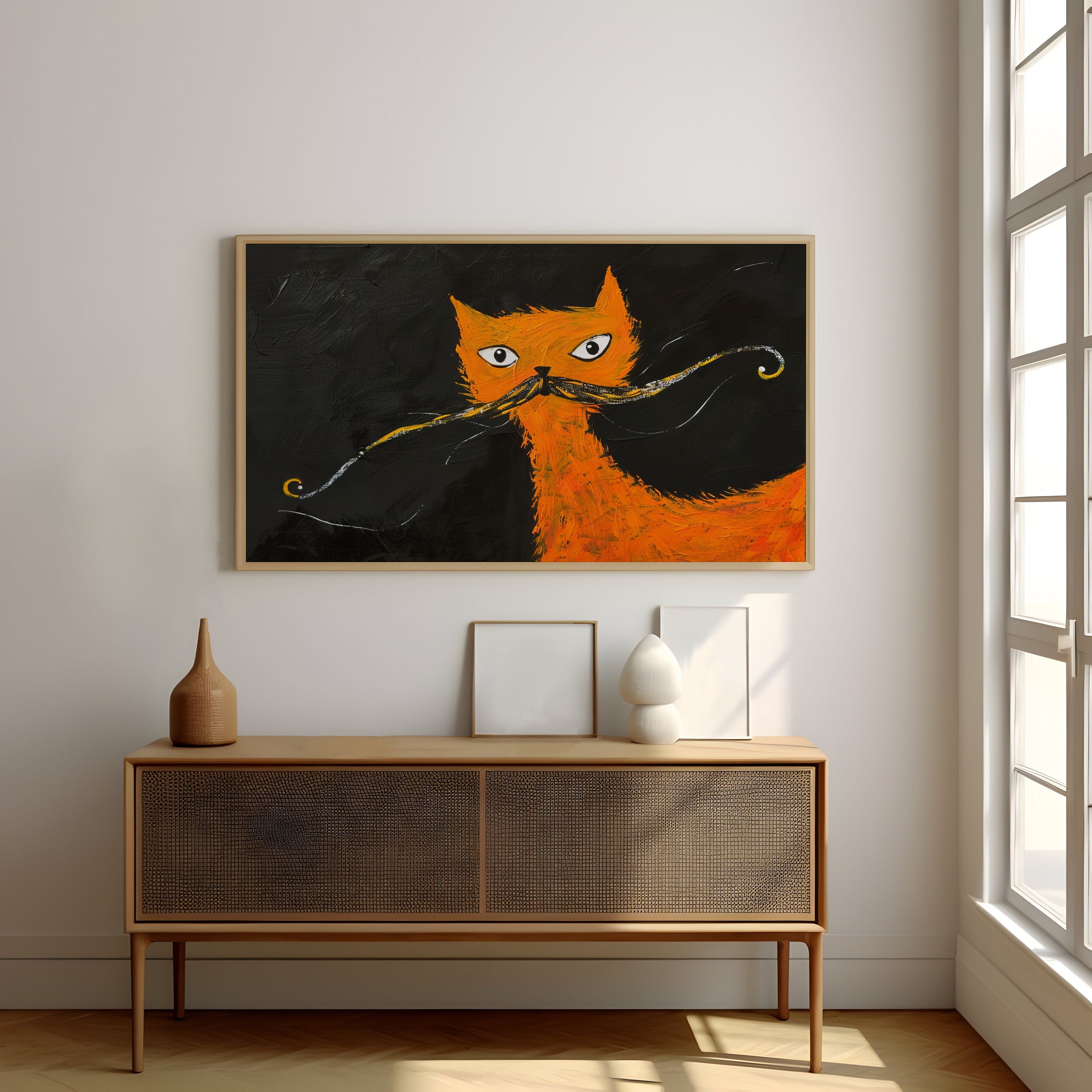 Whisker Wonderland Orange Cat in Whimsical Style Interactive Wall Art