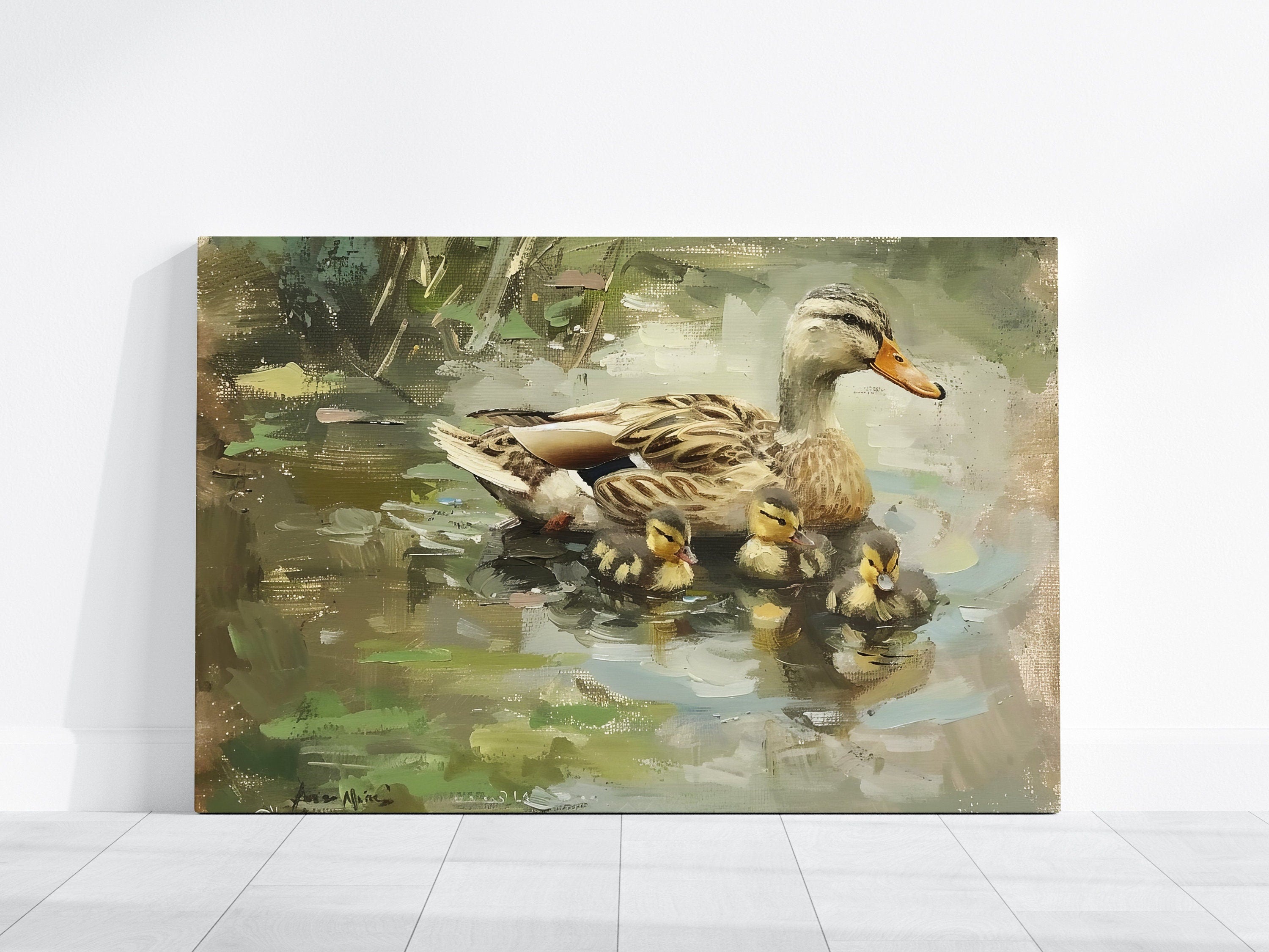 Gentle Waters Mother Duck and Ducklings Interactive Wall Art