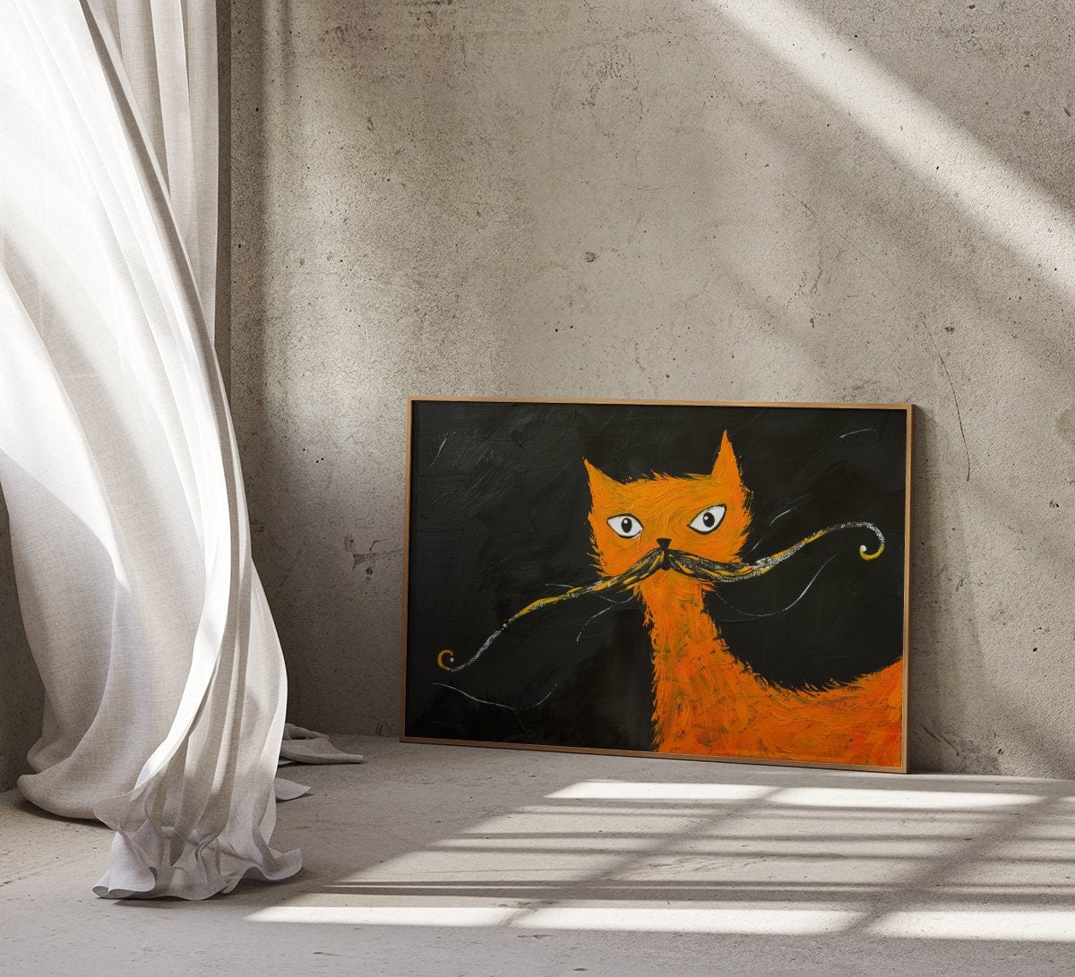 Whisker Wonderland Orange Cat in Whimsical Style Interactive Wall Art