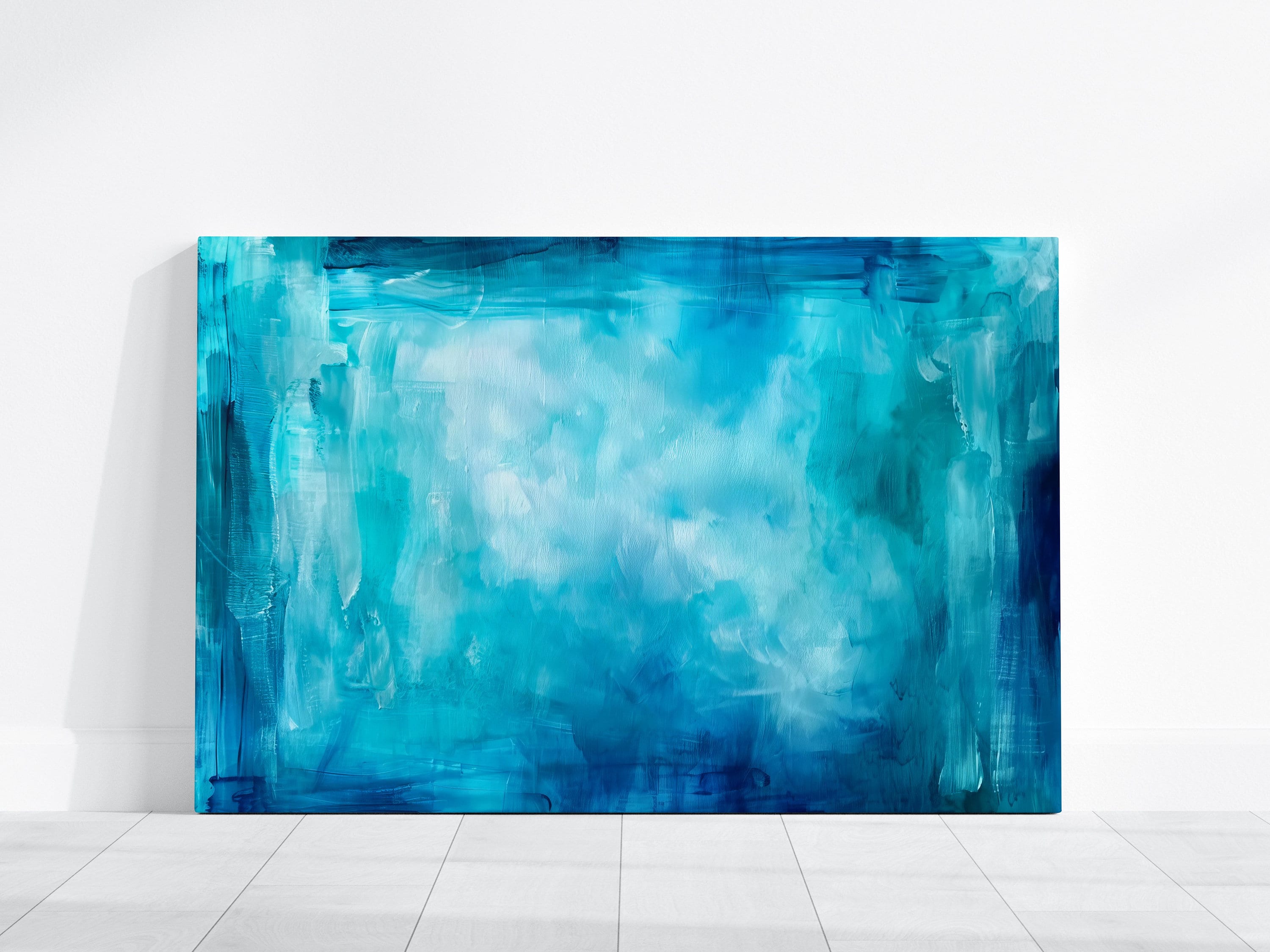 Oceanic Dreamscape: Abstract Blue Wave Art Print | Serene & Modern Framed Wall Decor