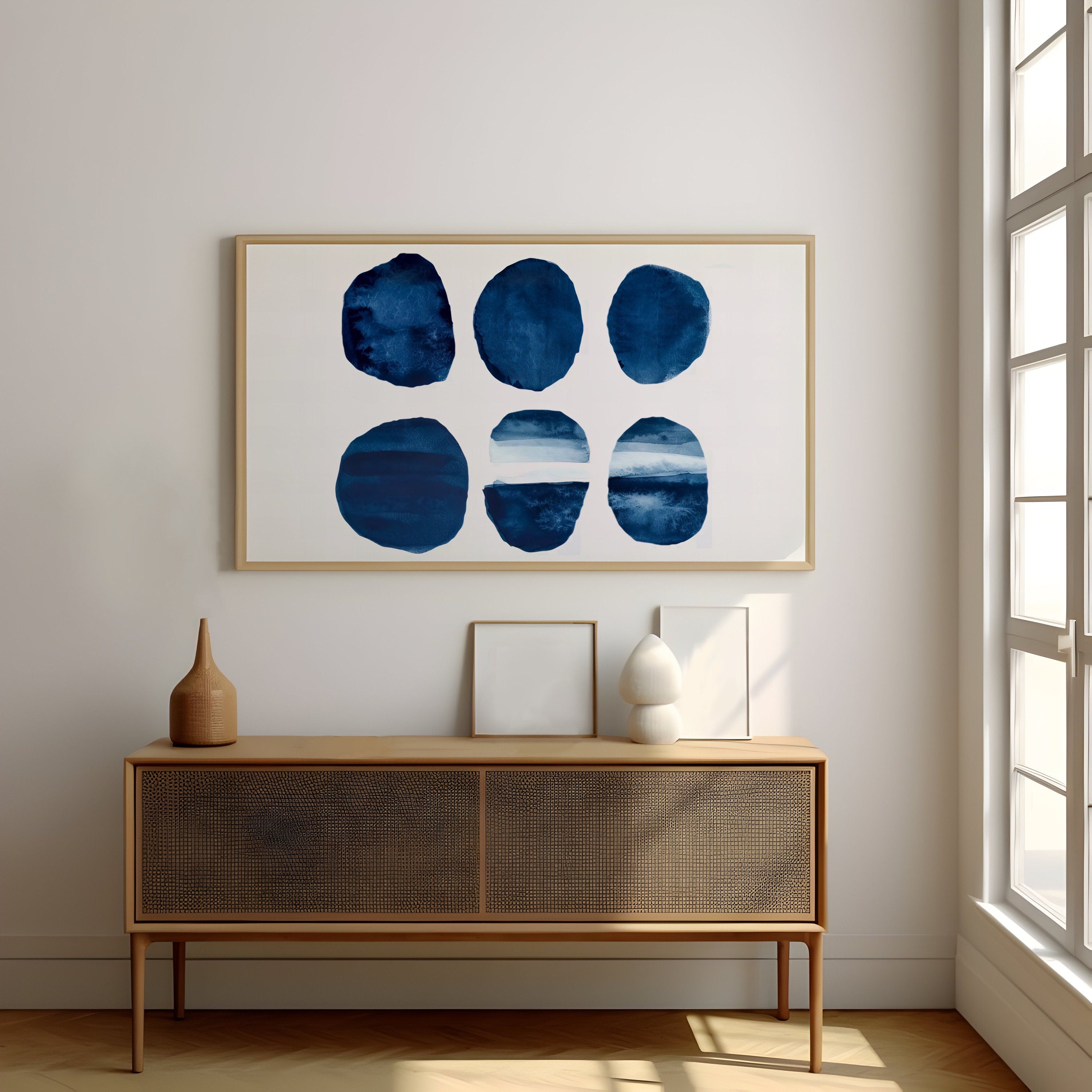 Indigo Harmony Minimalist Art Interactive Wall Art