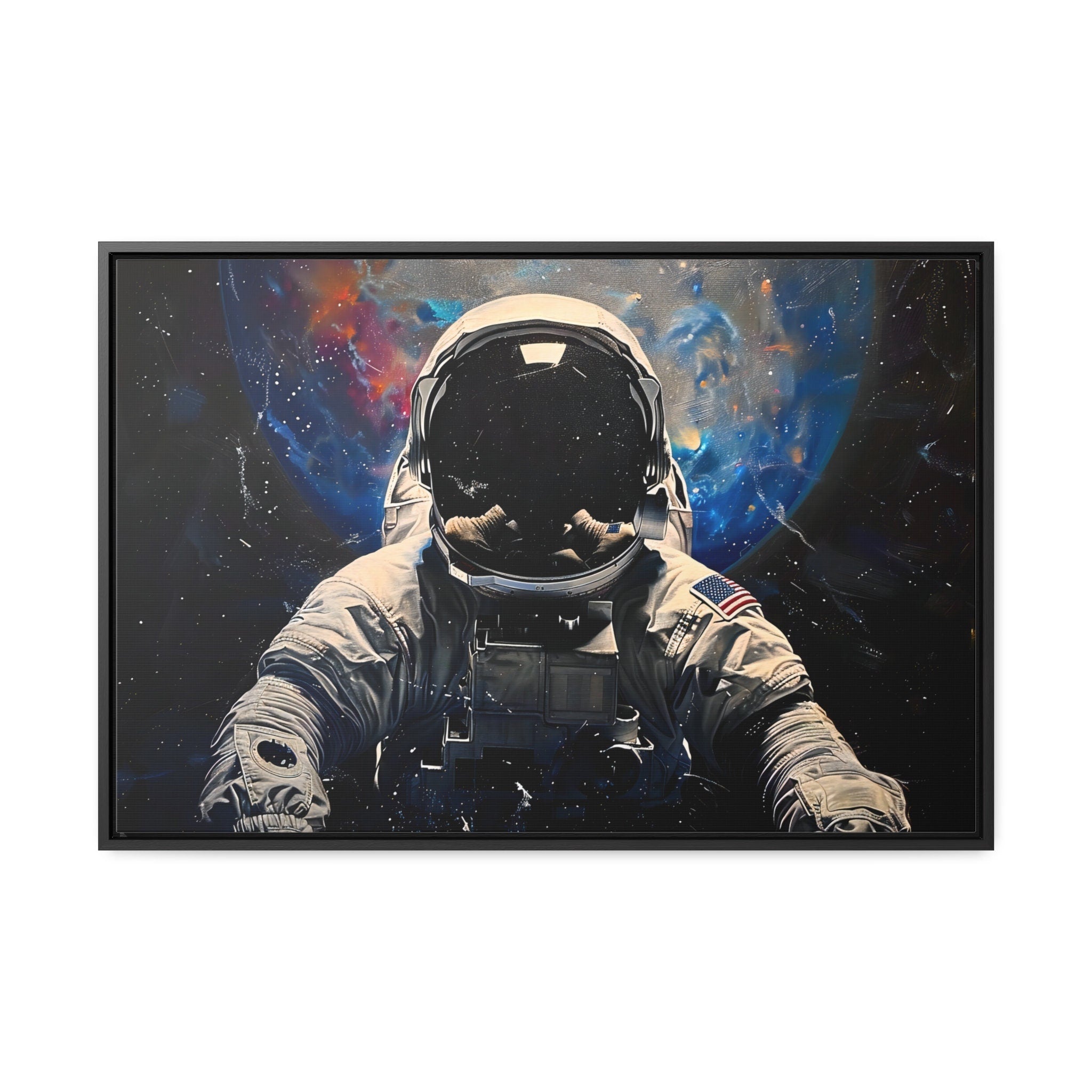 Cosmic Explorer Astronaut Against Colorful Space Interactive Wall Artt