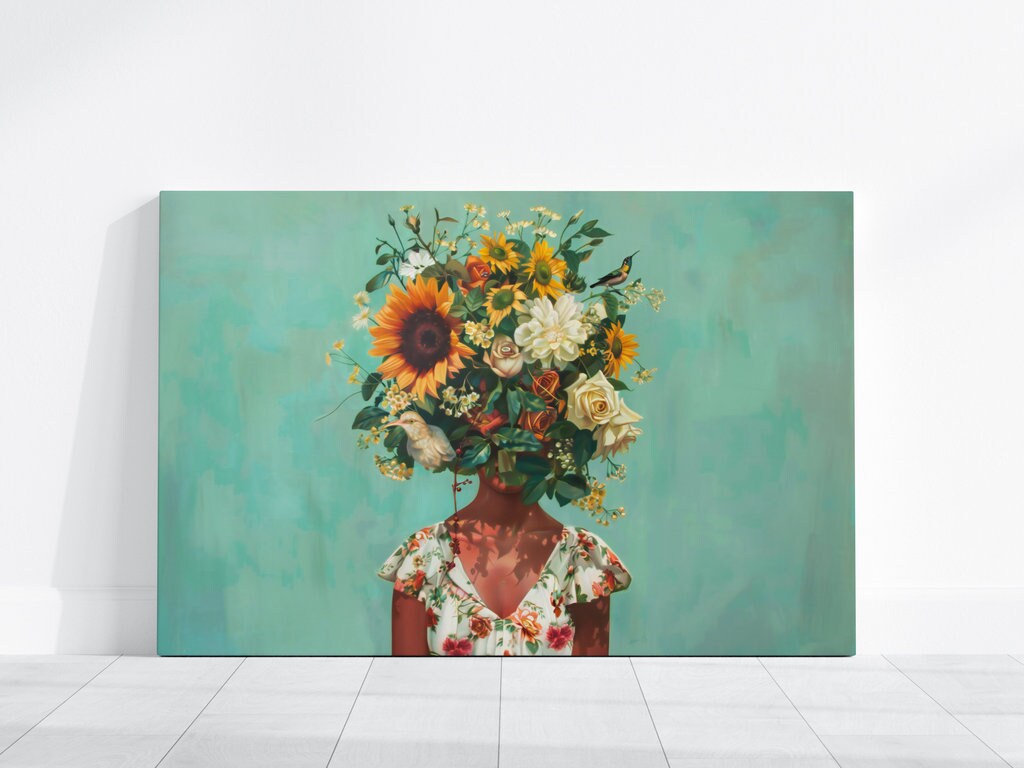 The Secret Garden: Surreal Floral Head Portrait | Modern & Mysterious Wall Art