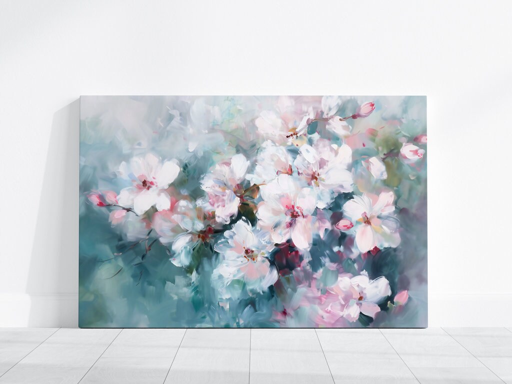 The First Blush: Impressionist Cherry Blossom Art | Serene & Romantic Floral Wall Decor