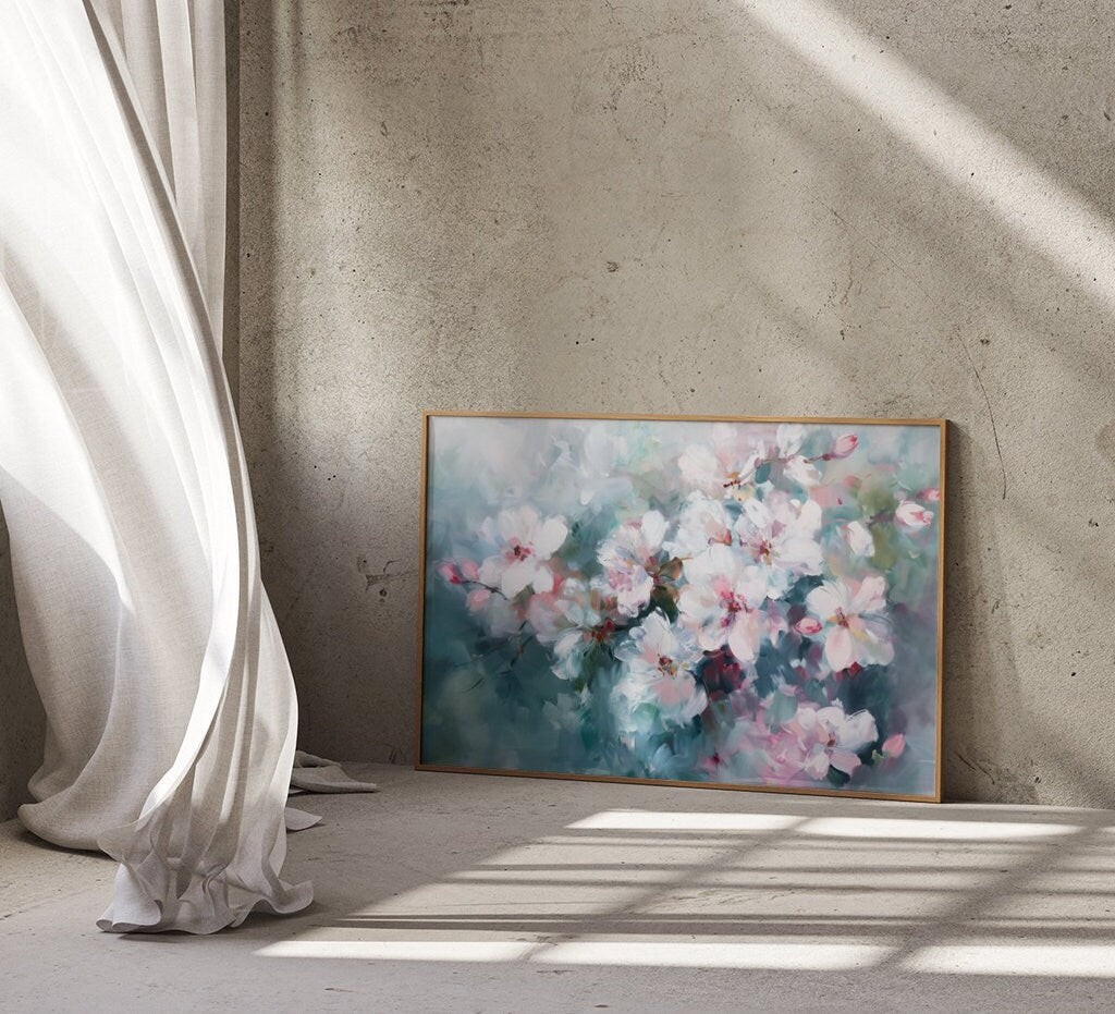 The First Blush: Impressionist Cherry Blossom Art | Serene & Romantic Floral Wall Decor