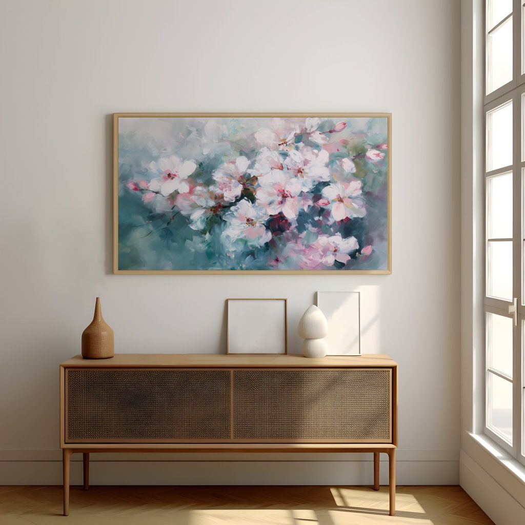The First Blush: Impressionist Cherry Blossom Art | Serene & Romantic Floral Wall Decor