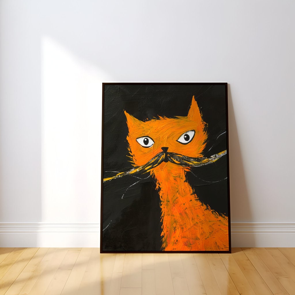 Whisker Wonderland Orange Cat in Whimsical Style Interactive Wall Art