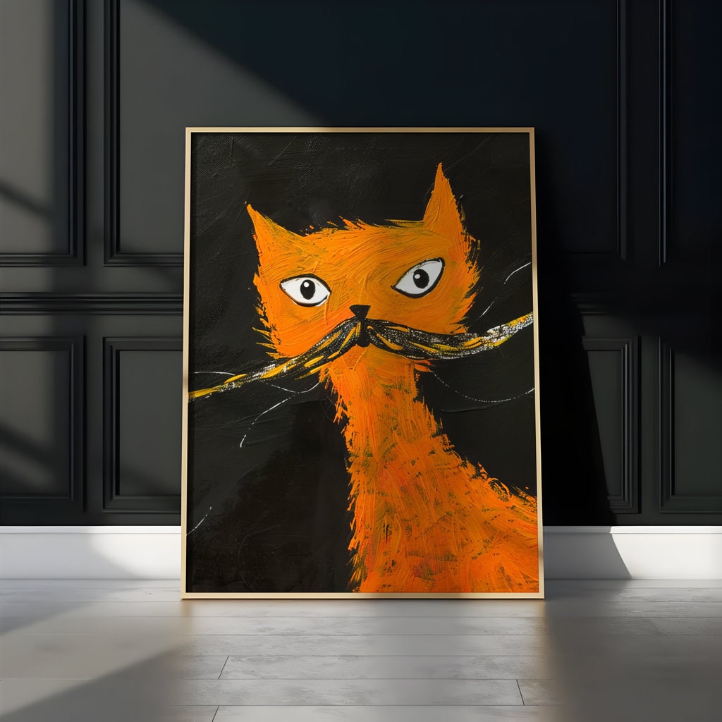 Whisker Wonderland Orange Cat in Whimsical Style Interactive Wall Art