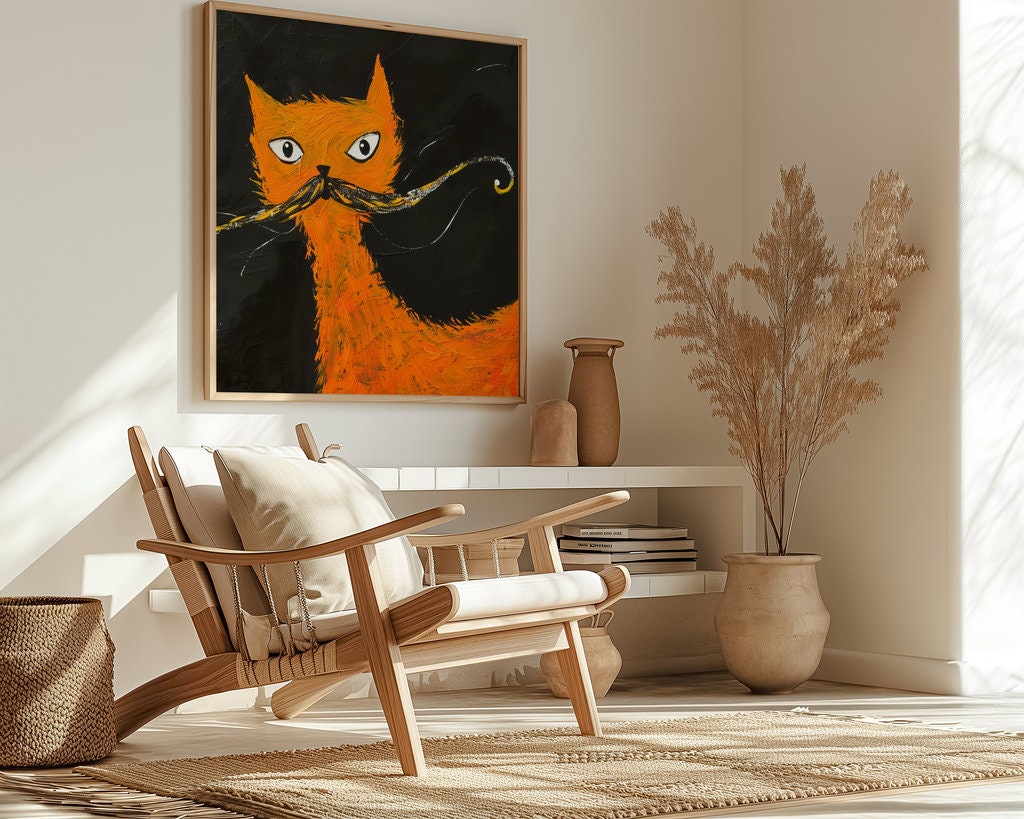 Whisker Wonderland Orange Cat in Whimsical Style Interactive Wall Art