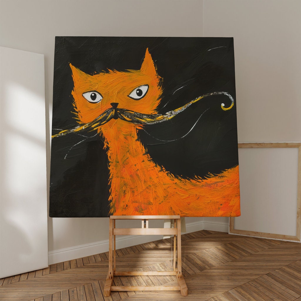 Whisker Wonderland Orange Cat in Whimsical Style Interactive Wall Art