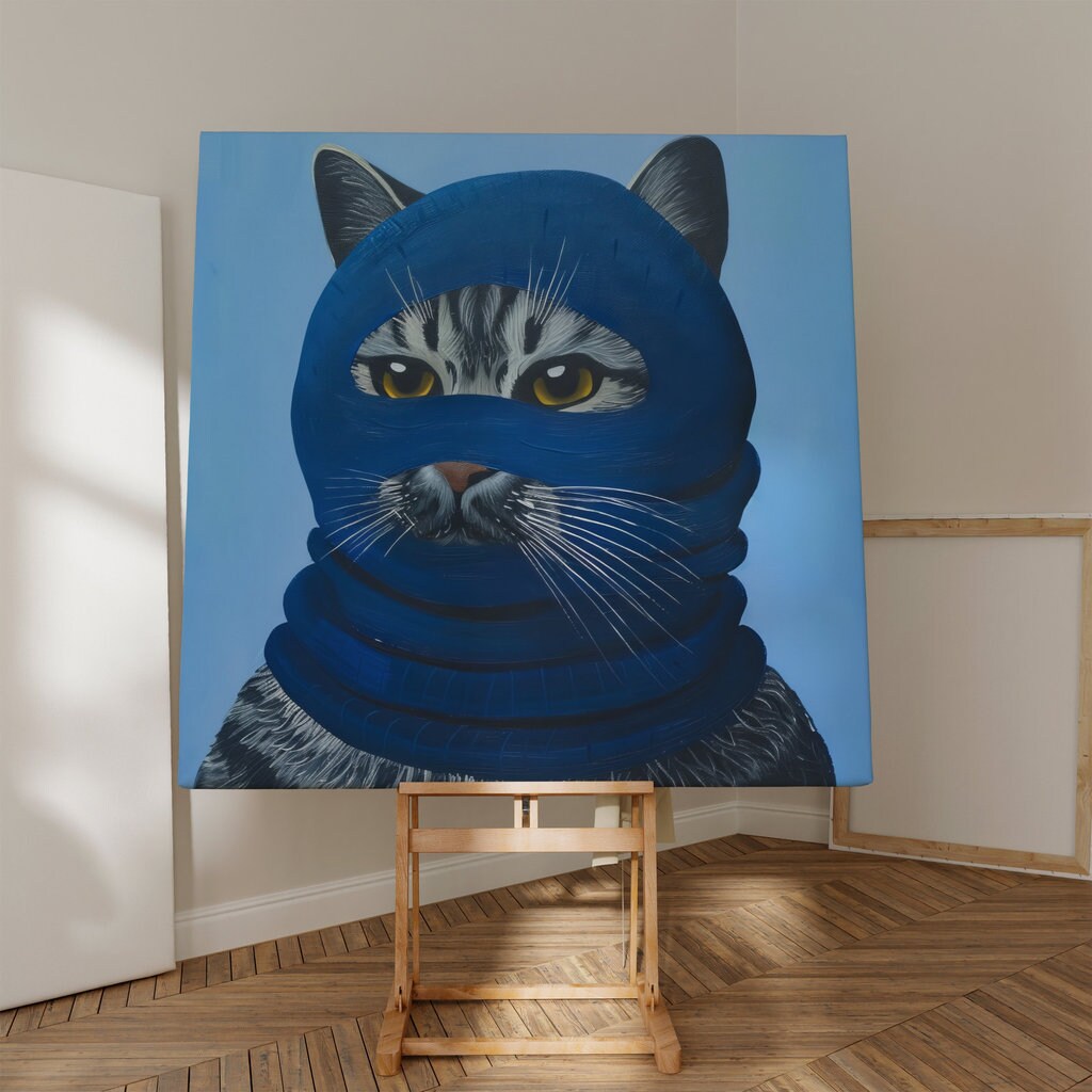 Masked Majesty Cat Minimalist Art Interactive Wall Art