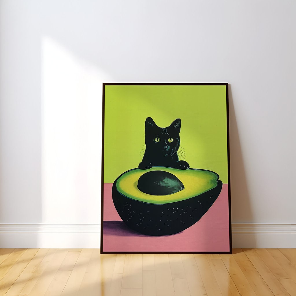 Purrfect Avocado Illustrations Interactive Wall Art