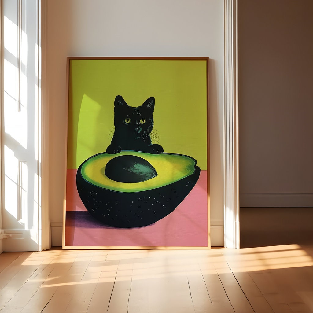 Purrfect Avocado Illustrations Interactive Wall Art