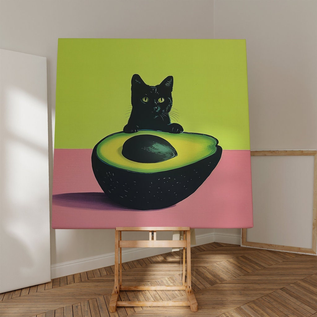 Purrfect Avocado Illustrations Interactive Wall Art