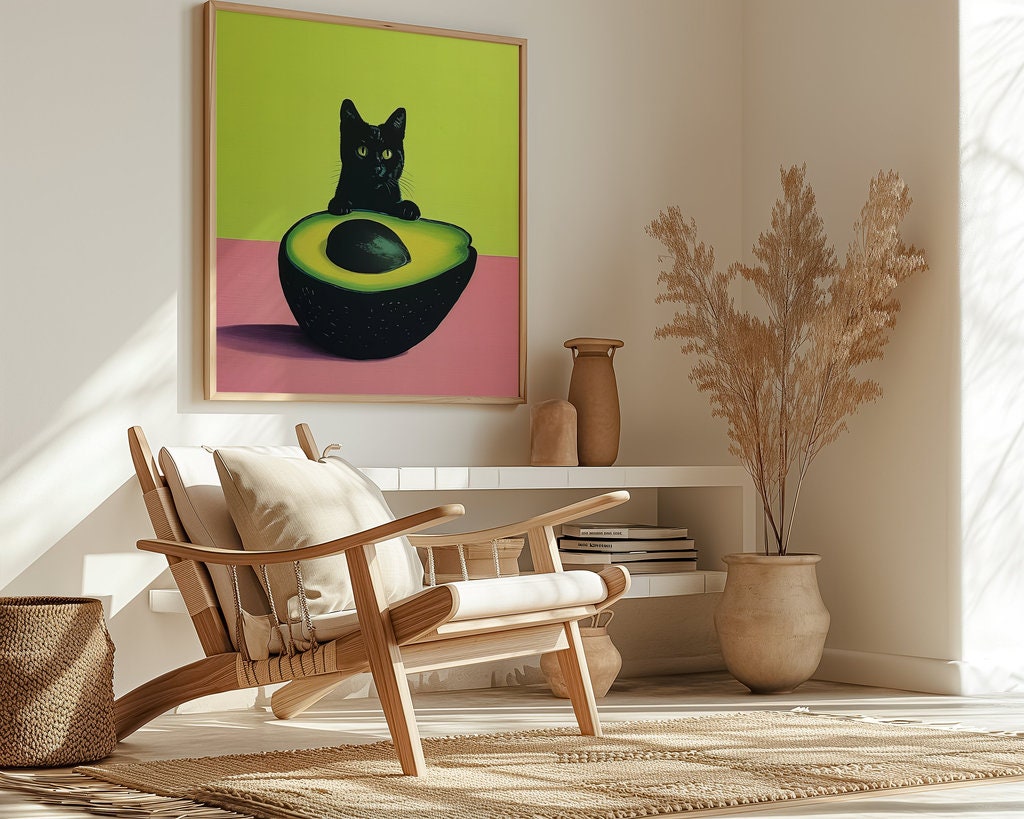 Purrfect Avocado Illustrations Interactive Wall Art