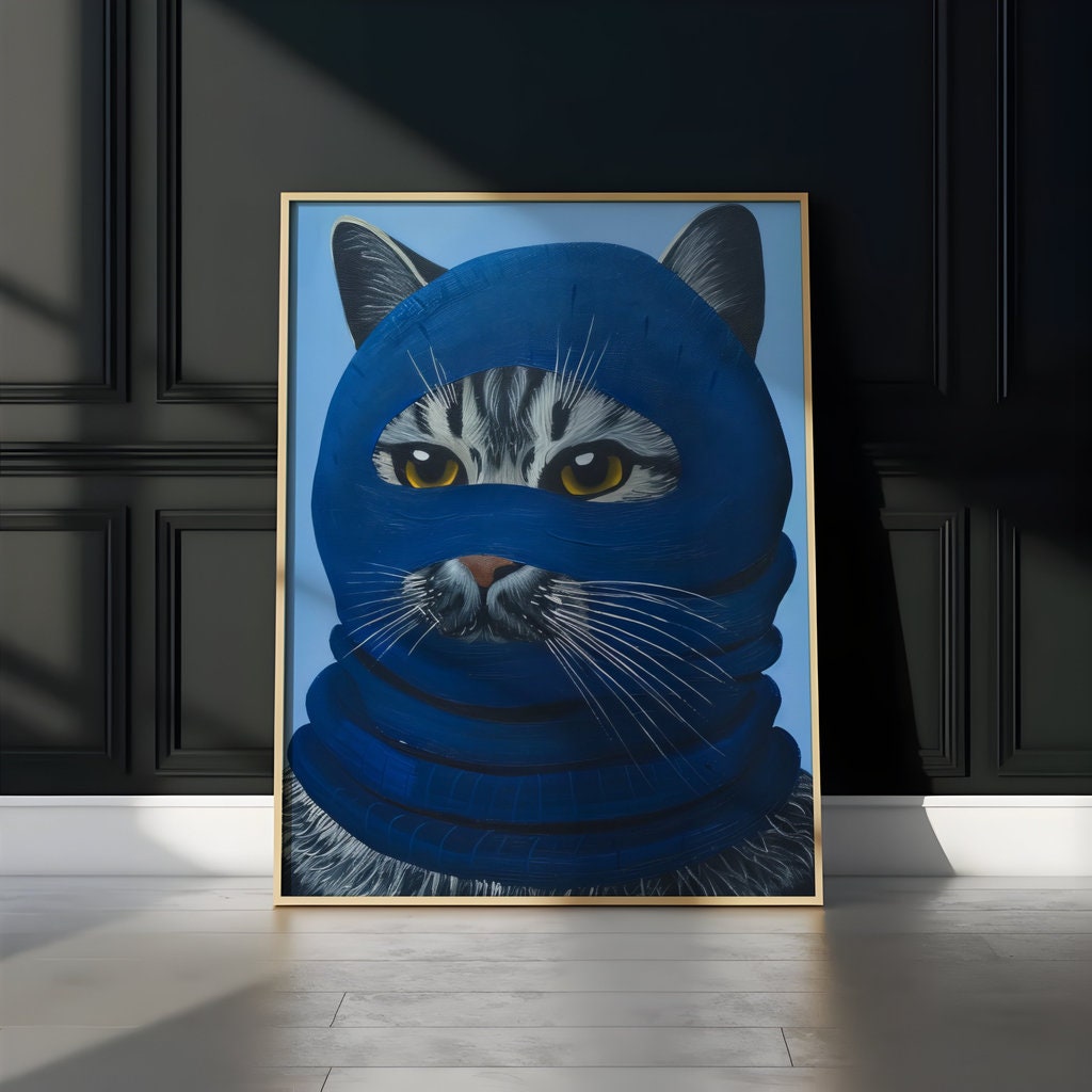 Masked Majesty Cat Minimalist Art Interactive Wall Art