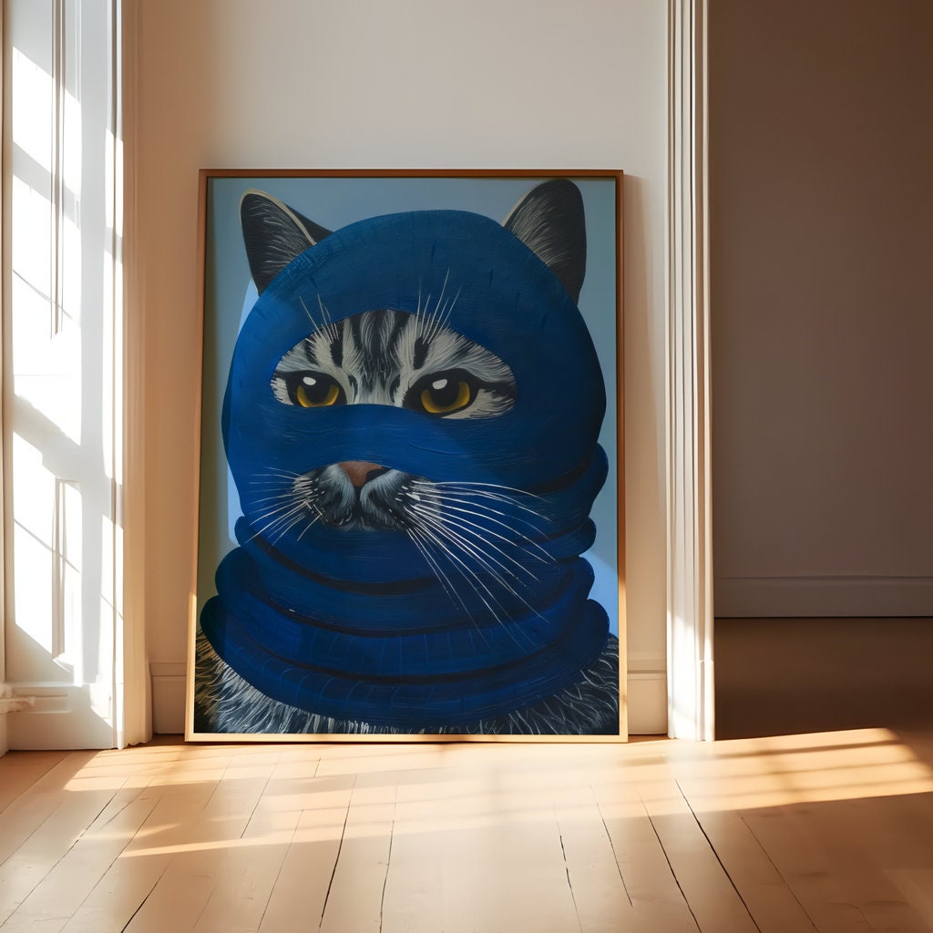 Masked Majesty Cat Minimalist Art Interactive Wall Art