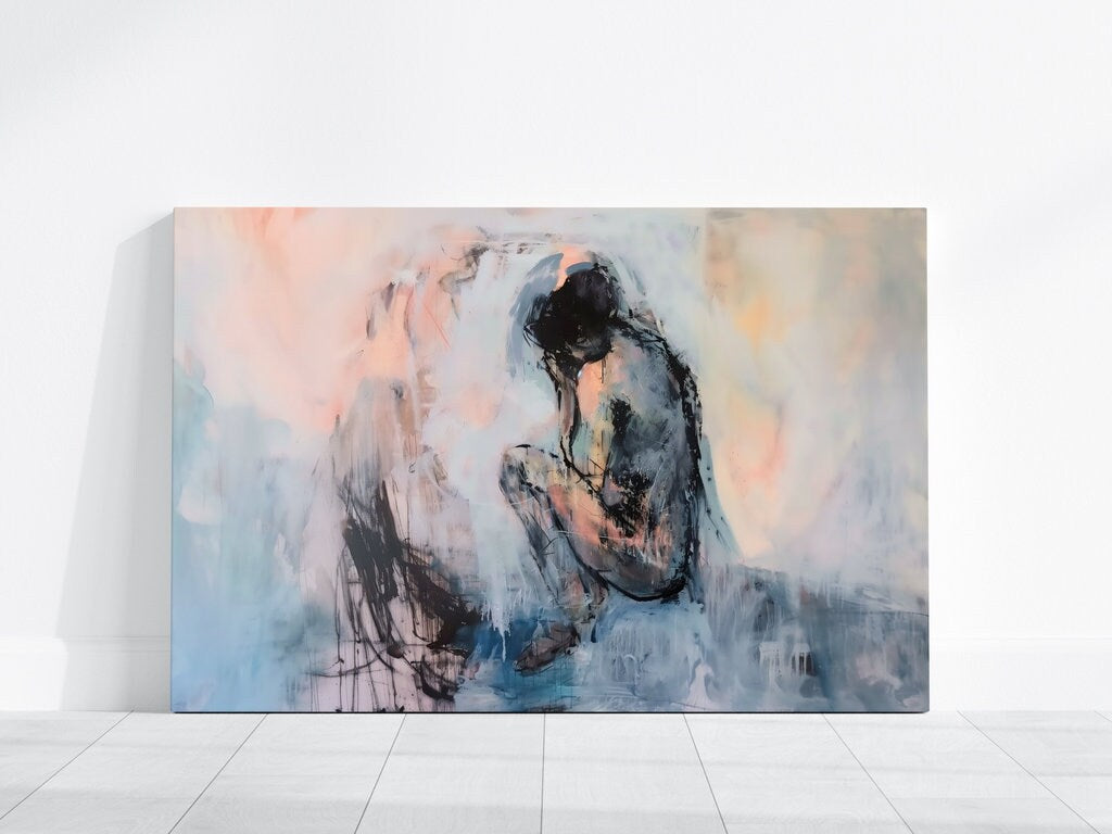 Contemplative Sad Pose Woman Interactive Wall Art