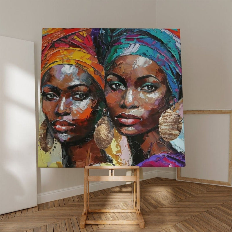 African Women Portrait - Vibrant Wall Art | Colorful Cultural Art, Elegant Decor