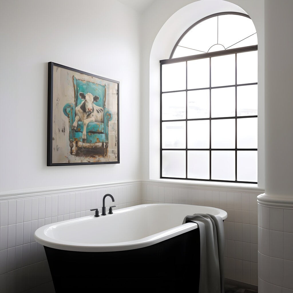 The Tenant: Surreal Cow in Armchair Art | Quirky, Whimsical & Modern Farmhouse Decor