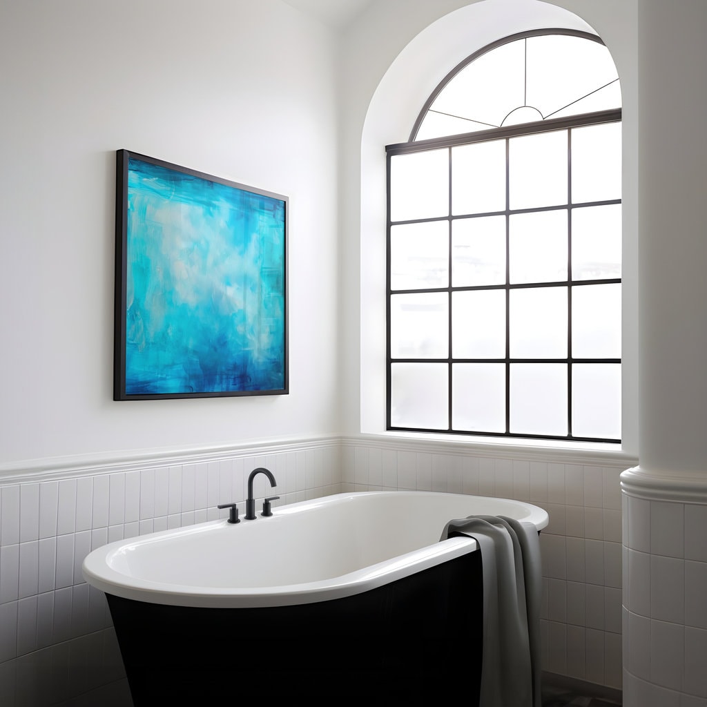 Oceanic Dreamscape: Abstract Blue Wave Art Print | Serene & Modern Framed Wall Decor
