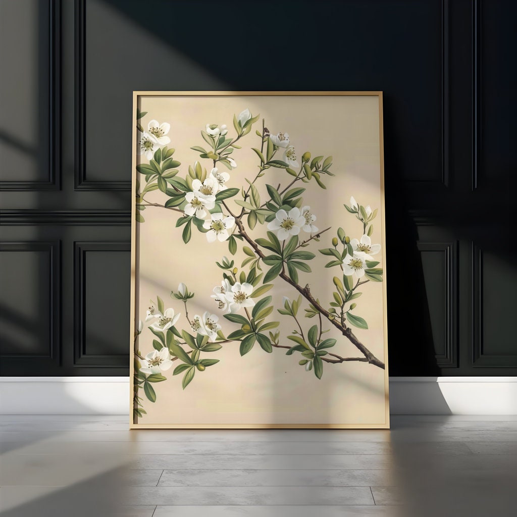 The Governor's Garden: Vintage Botanical White Flower Print | Elegant & Serene Wall Decor