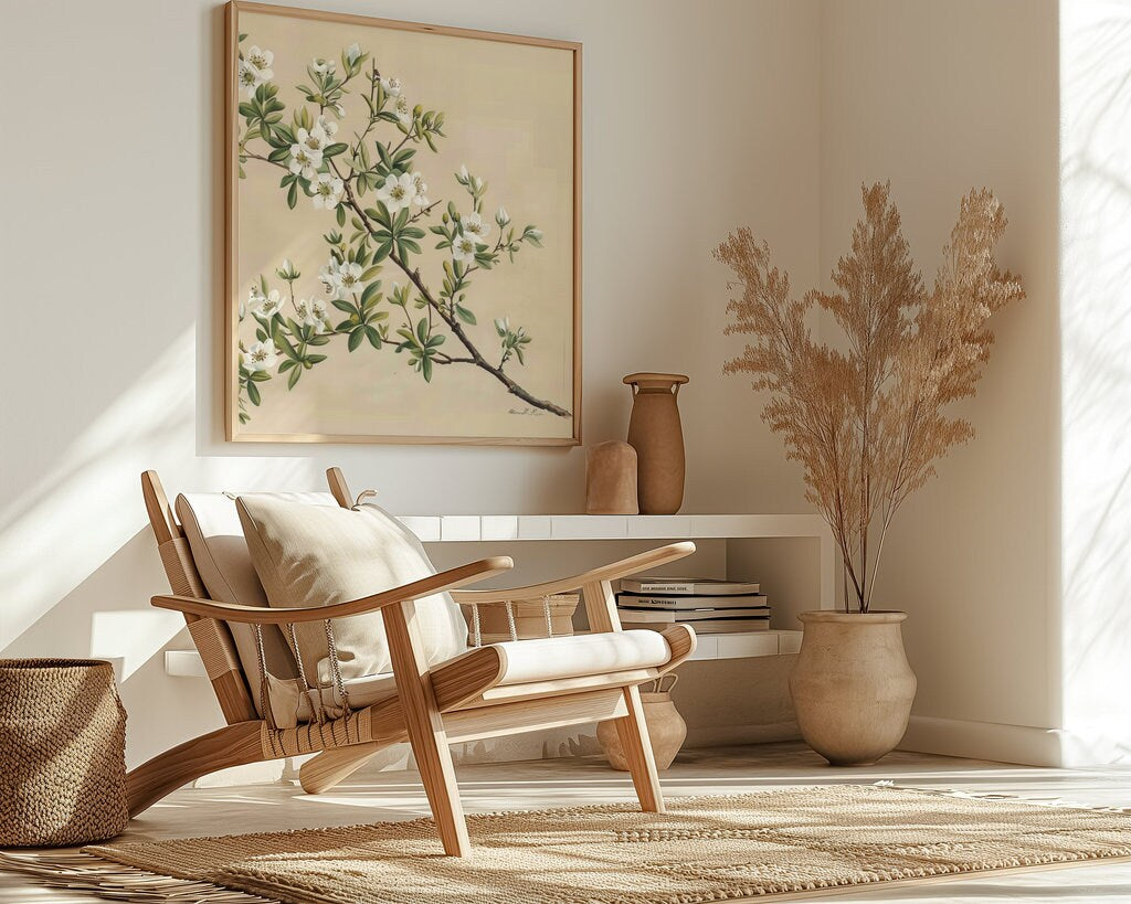 The Governor's Garden: Vintage Botanical White Flower Print | Elegant & Serene Wall Decor