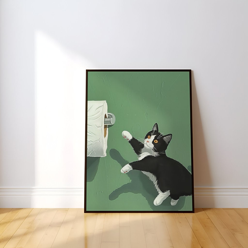 Tuxedo Trouble Cat Illustrations Interactive Wall Art