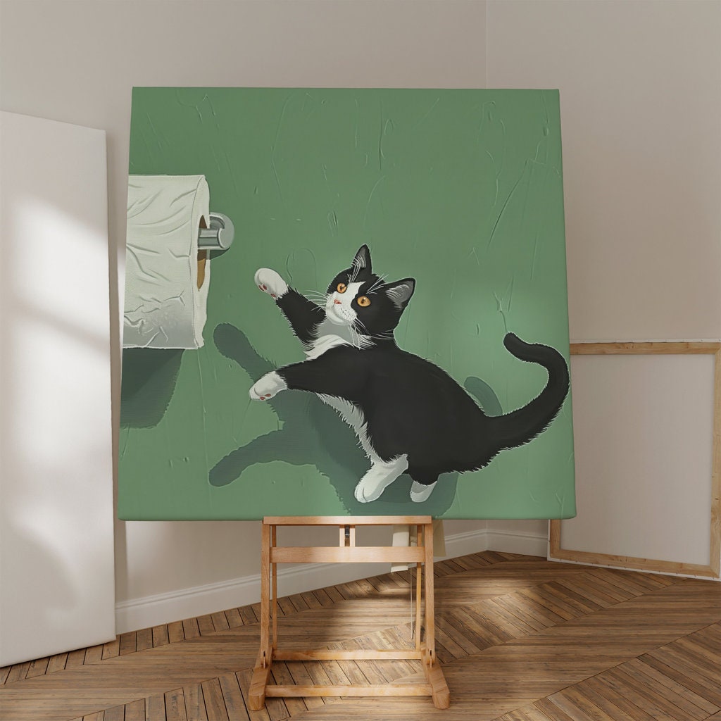 Tuxedo Trouble Cat Illustrations Interactive Wall Art