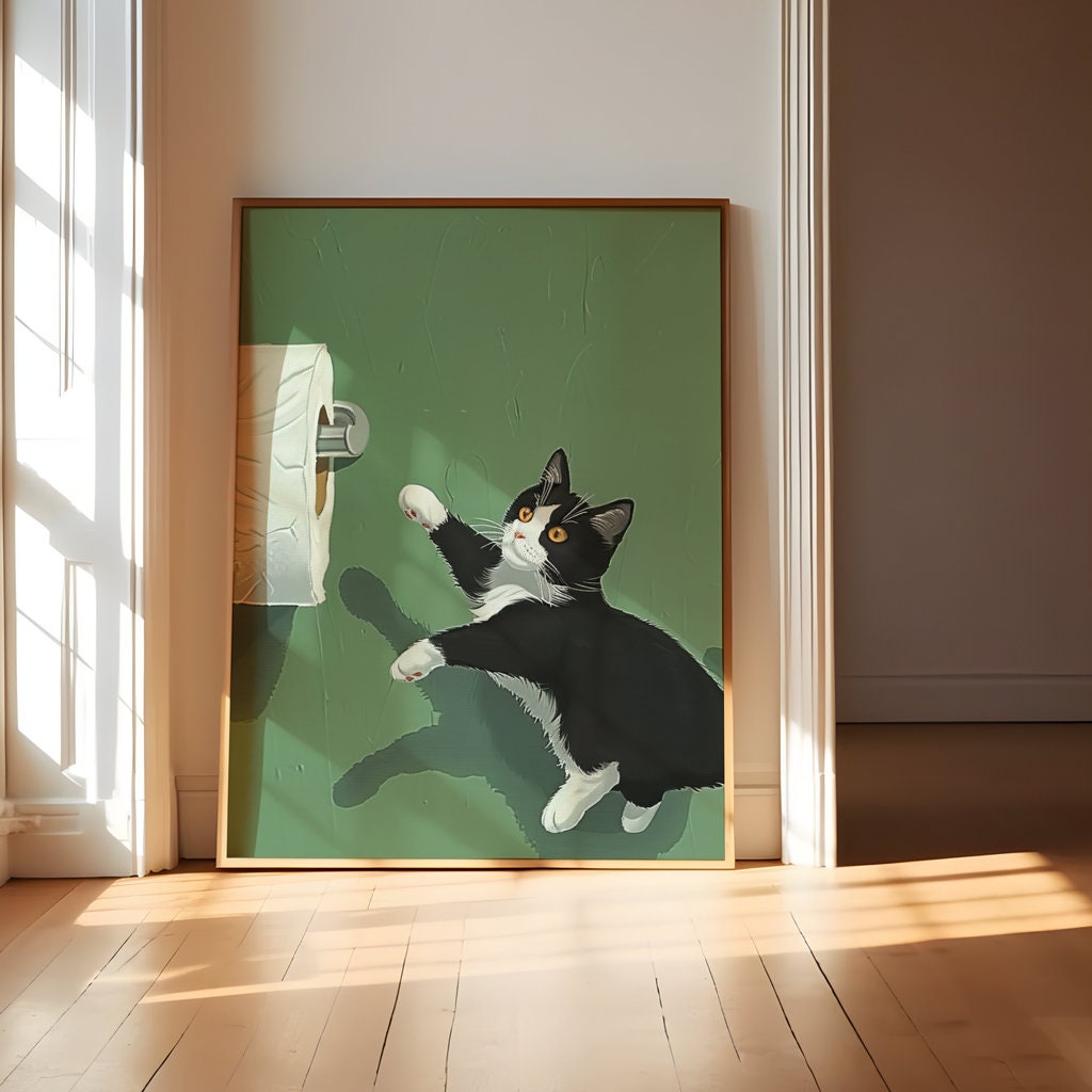 Tuxedo Trouble Cat Illustrations Interactive Wall Art