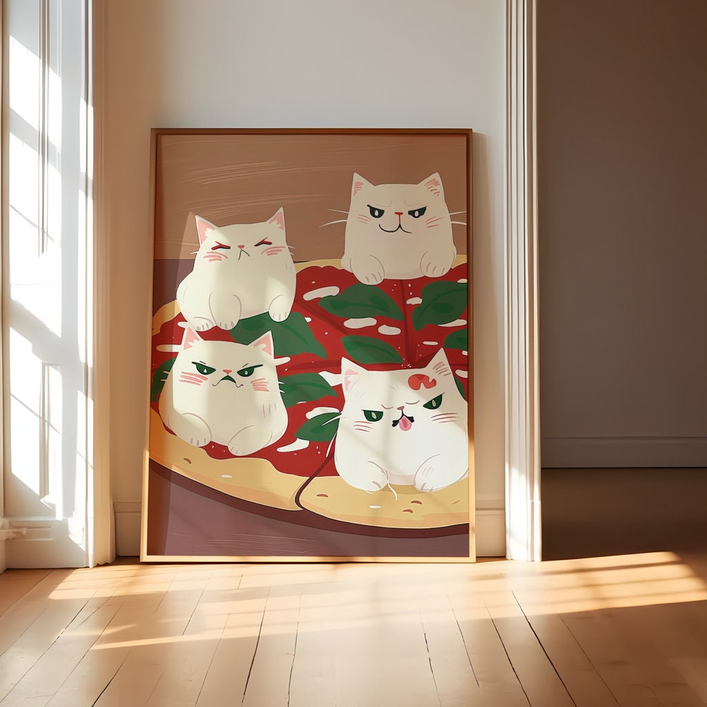 Pizza Purradise Illustrations Interactive Wall Art