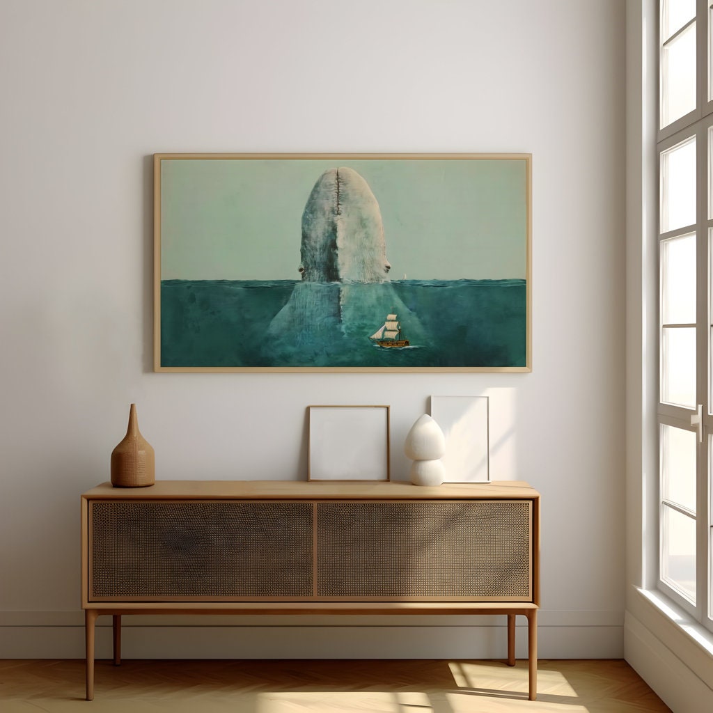 Majestic Whale Emergence Photorealistic Ocean Giant Interactive Wall Art