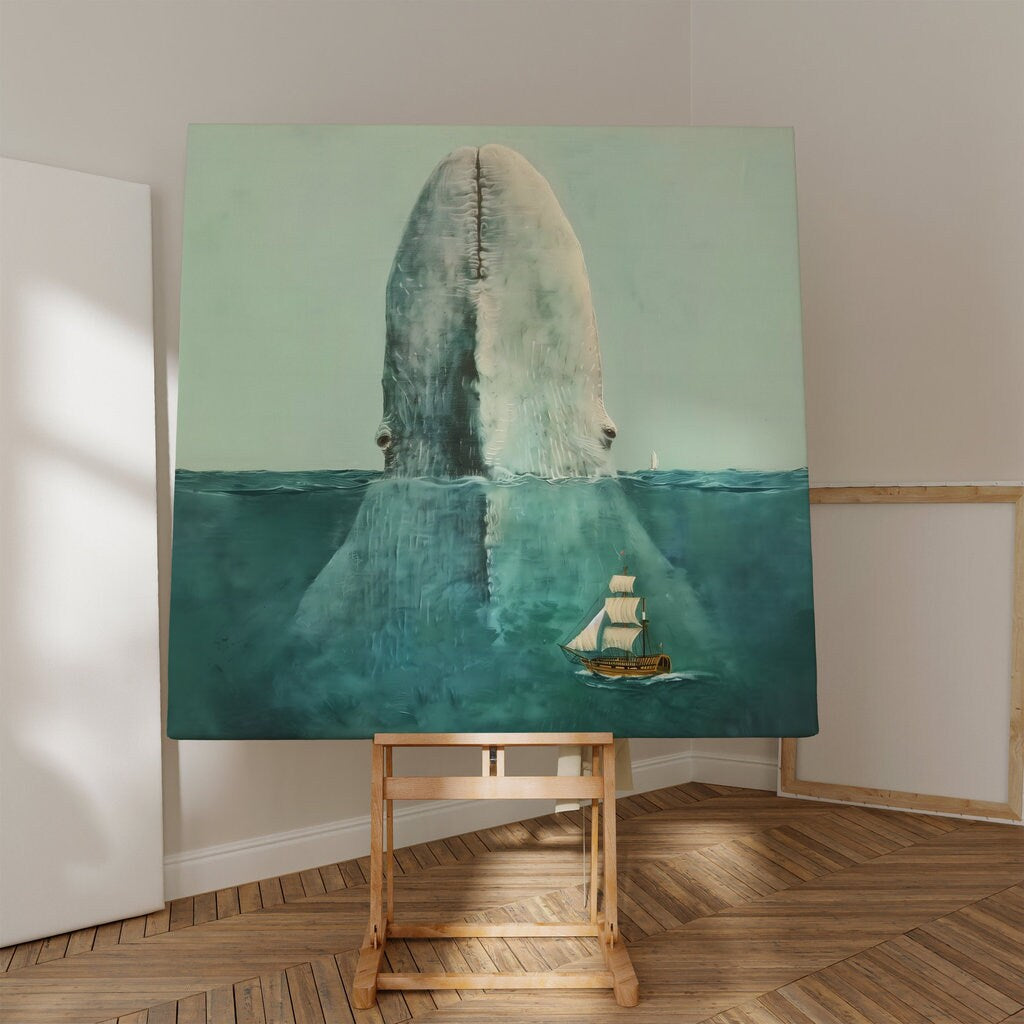 Majestic Whale Emergence Photorealistic Ocean Giant Interactive Wall Art