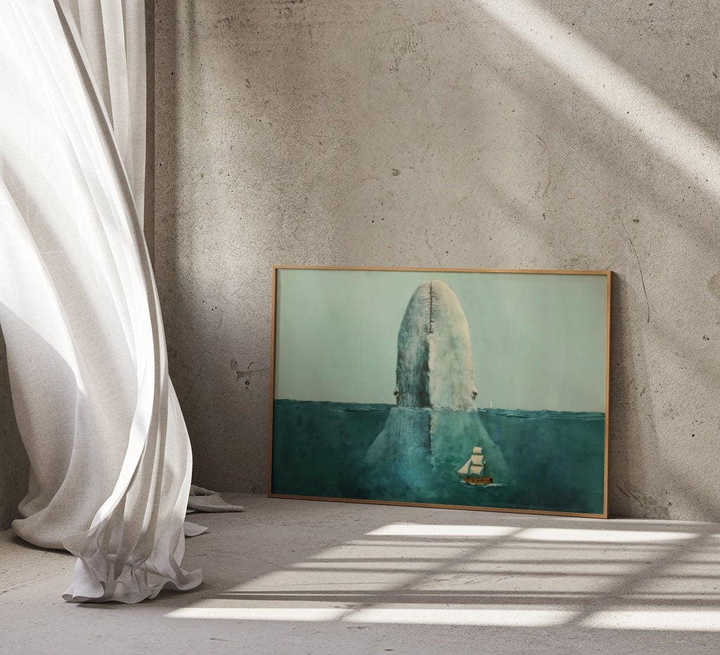 Majestic Whale Emergence Photorealistic Ocean Giant Interactive Wall Art