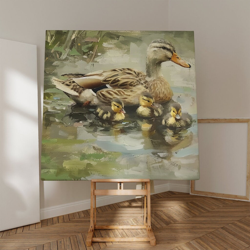 Gentle Waters Mother Duck and Ducklings Interactive Wall Art